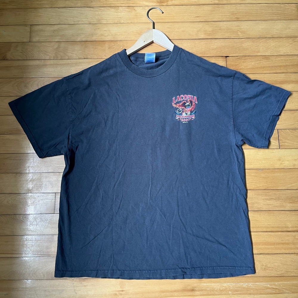 Tennessee River Laconia New Hampshire 2007 Motorcycle Week Graphic Tee XL Black